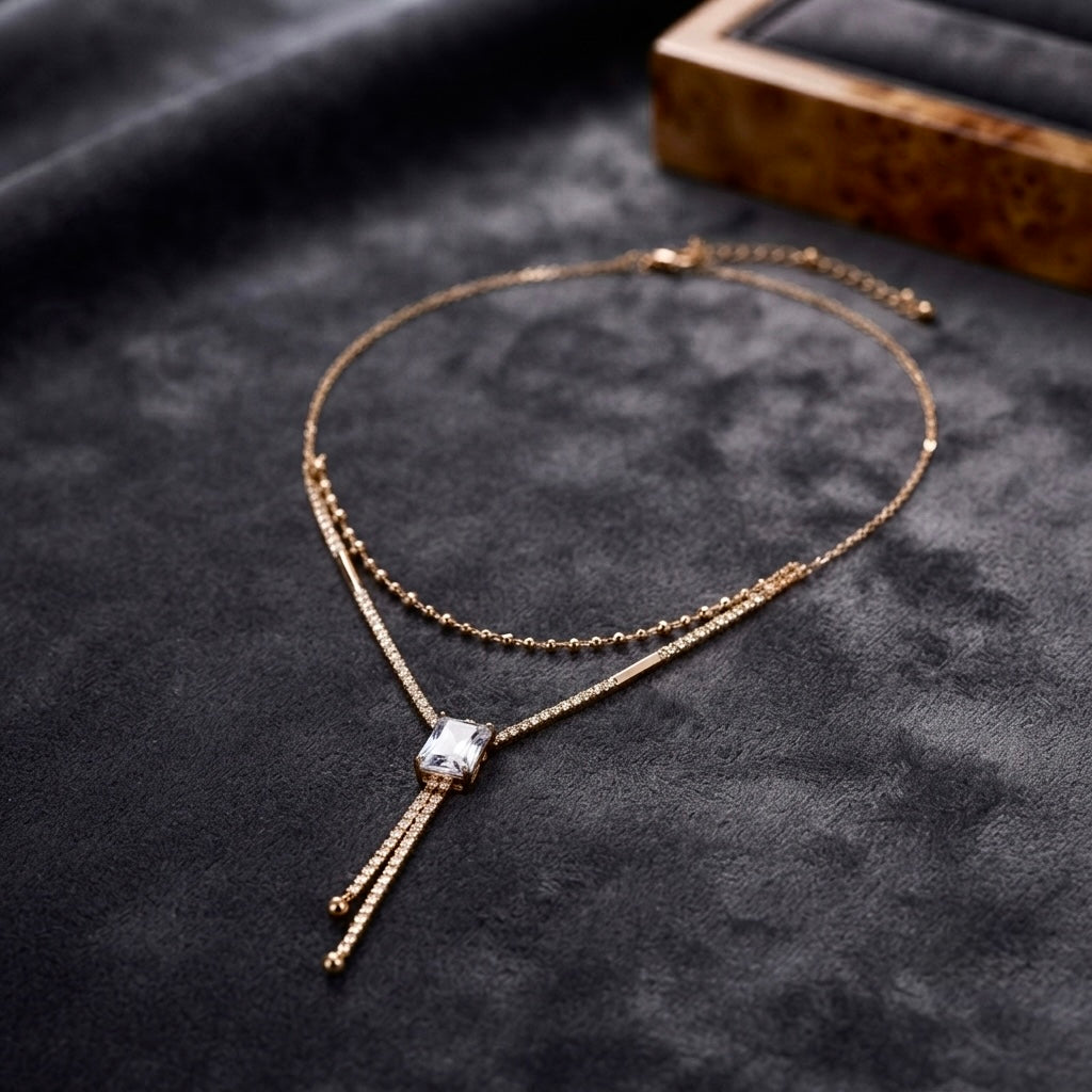 Regal Cascade Solitaire Necklace