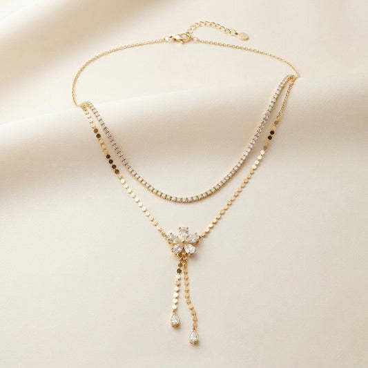 Ethereal Flora Dual-Layer Necklace