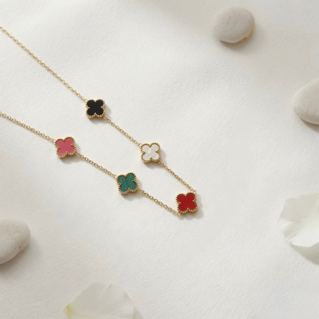 Multicolor lucky leaf chain